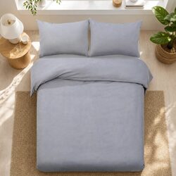 Queen Quilt Cover Set Grey 3-Piece Bedding Duvet Pillowcase Bedroom Linen