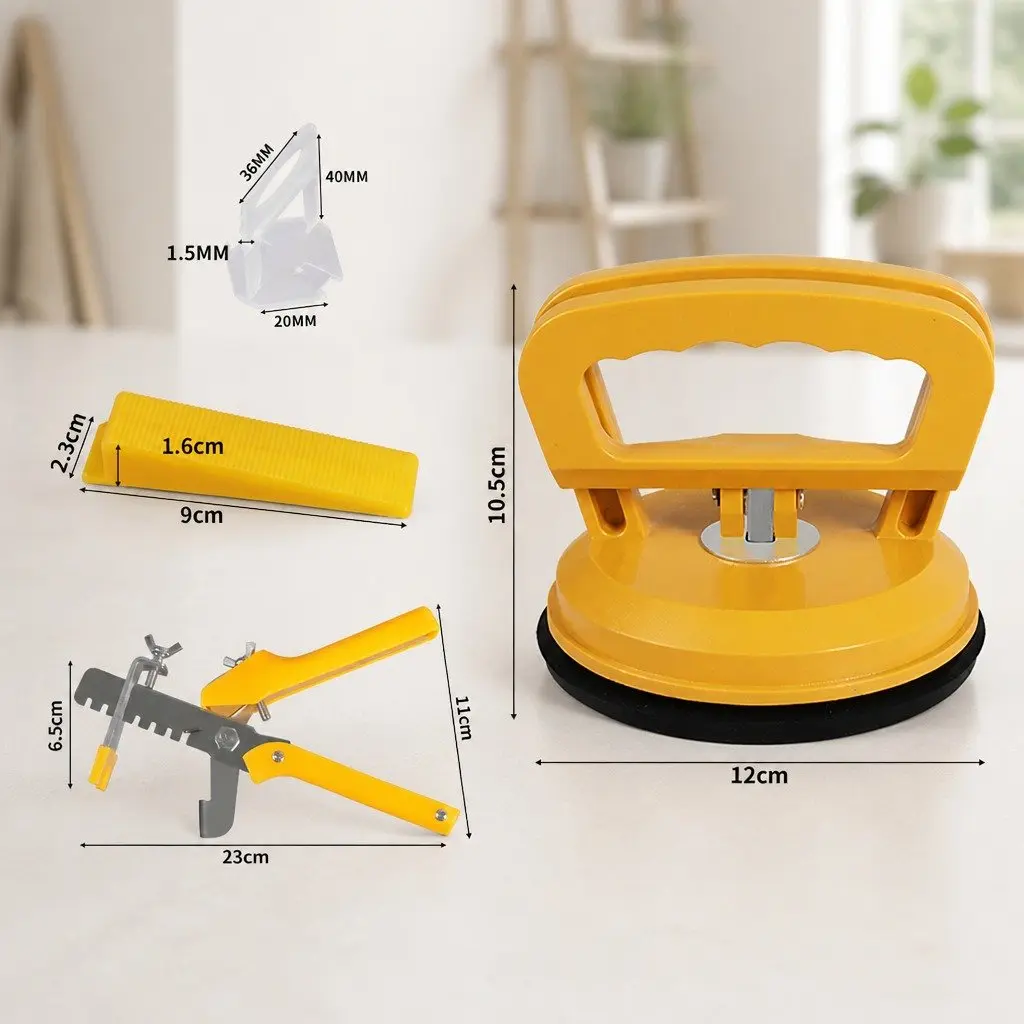 Tile Leveling System Easy to Use 400 Clips 200 Wedges Pliers Suction Cups White Yellow Black