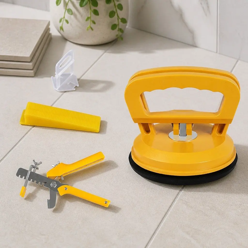 Tile Leveling System Kit Clips Wedges Plier Suction Cups Installation 37mm x 37mm White Yellow Black