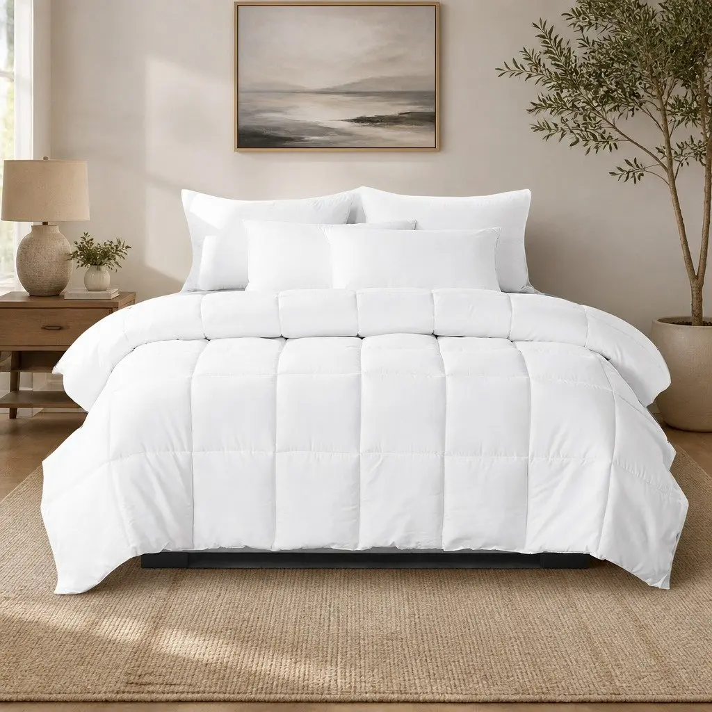 Microfiber Quilt Doona Duvet King Single Baffle Box Design Siliconized Fibrefill