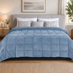 King Doona Quilt Comforter Blanket Blue Polyester Diamond Stitching Bedding