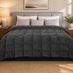 Queen Quilt Doona Comforter Blanket Polyester Diamond Stitching Bedspread Grey
