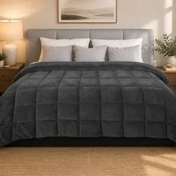 Queen Quilt Doona Comforter Blanket Polyester Diamond Stitching Bedspread Grey