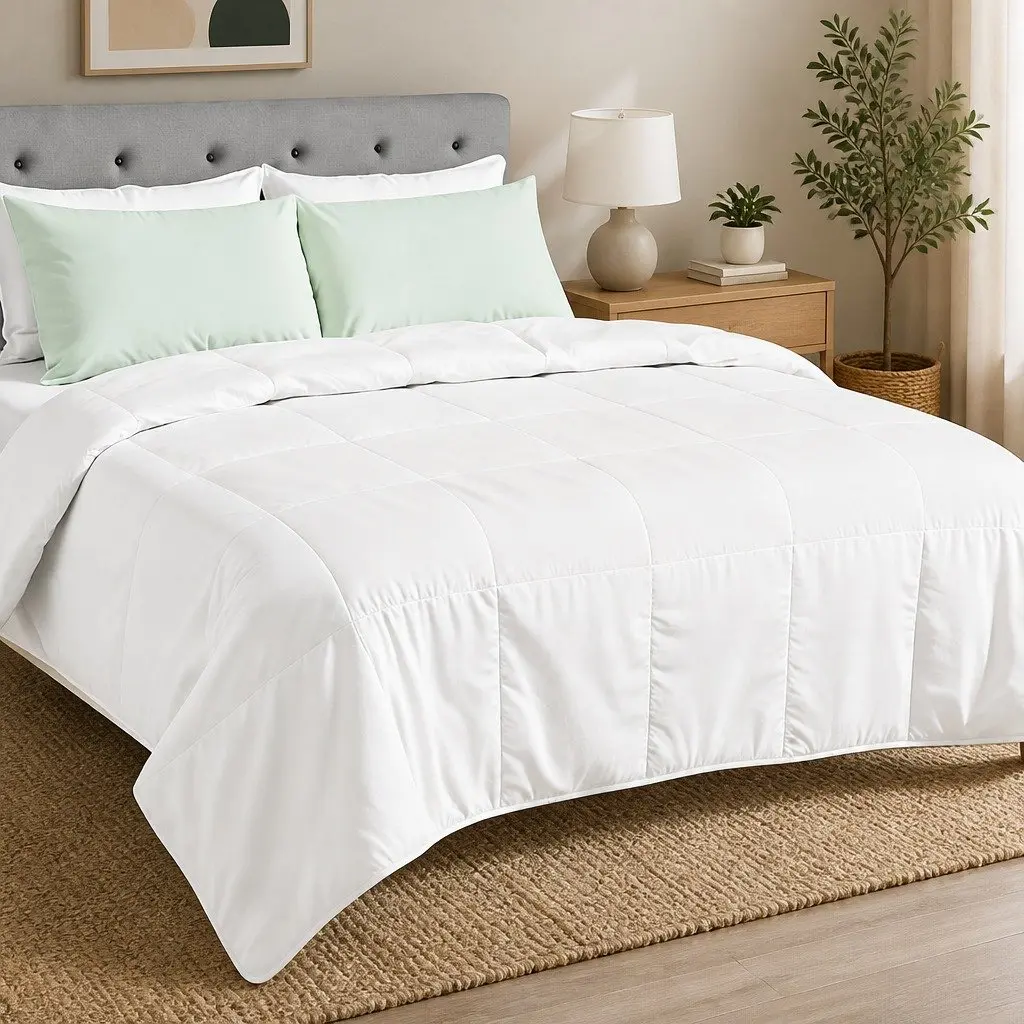 Bamboo Microfibre Summer Quilt Lightweight Breathable Double White
