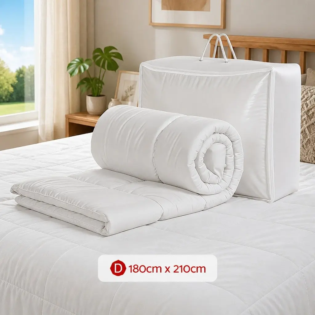 Bamboo Microfibre Summer Quilt Lightweight Breathable Double White
