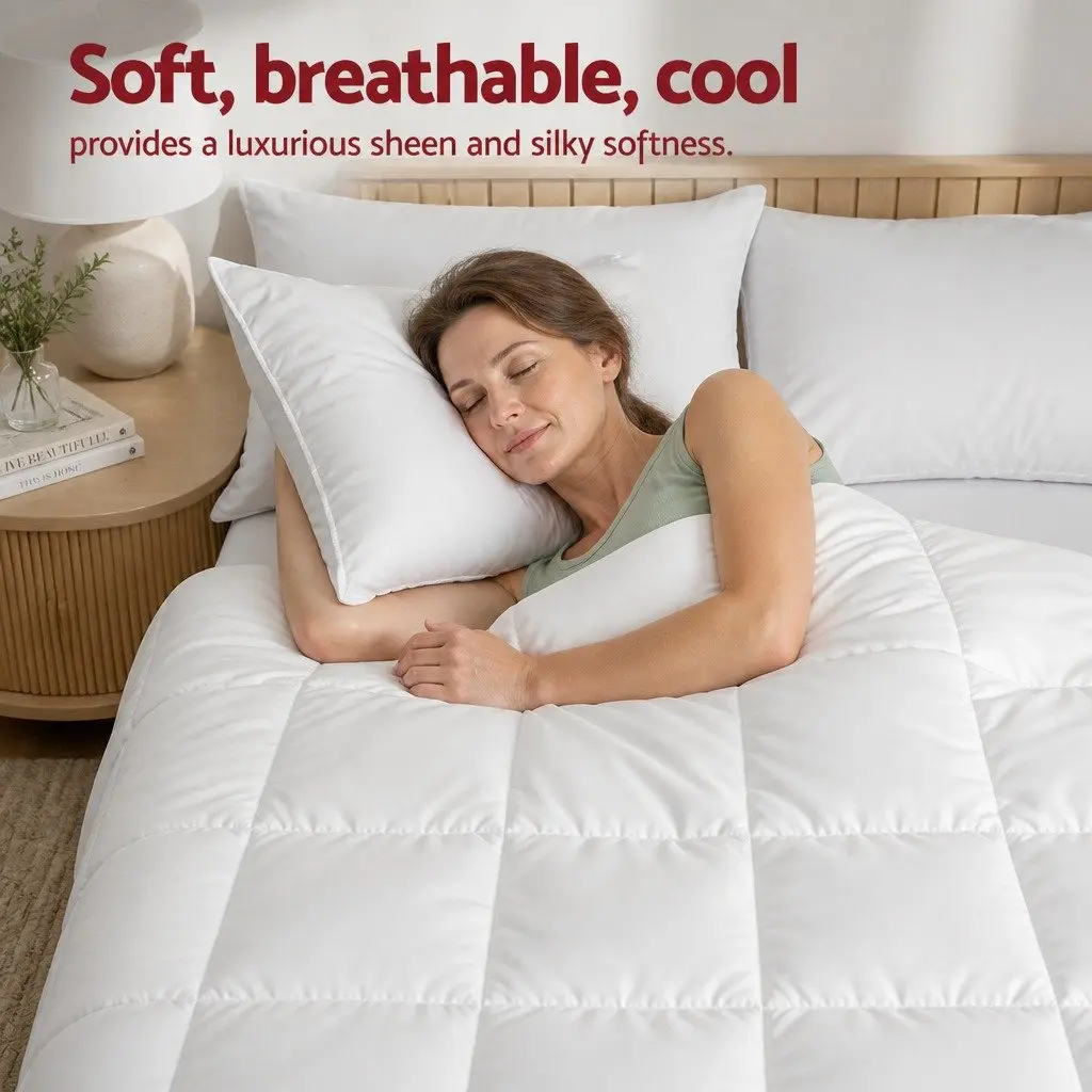 Bamboo Microfibre Summer Quilt Lightweight Breathable Double White