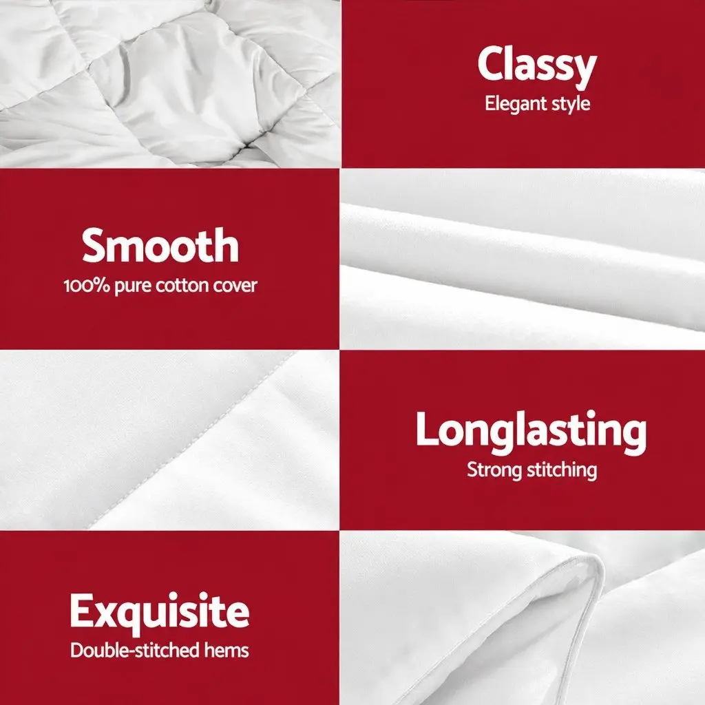 Goose Down Feather Quilt Single 800GSM Winter Duvet Comforter White Cotton Cover