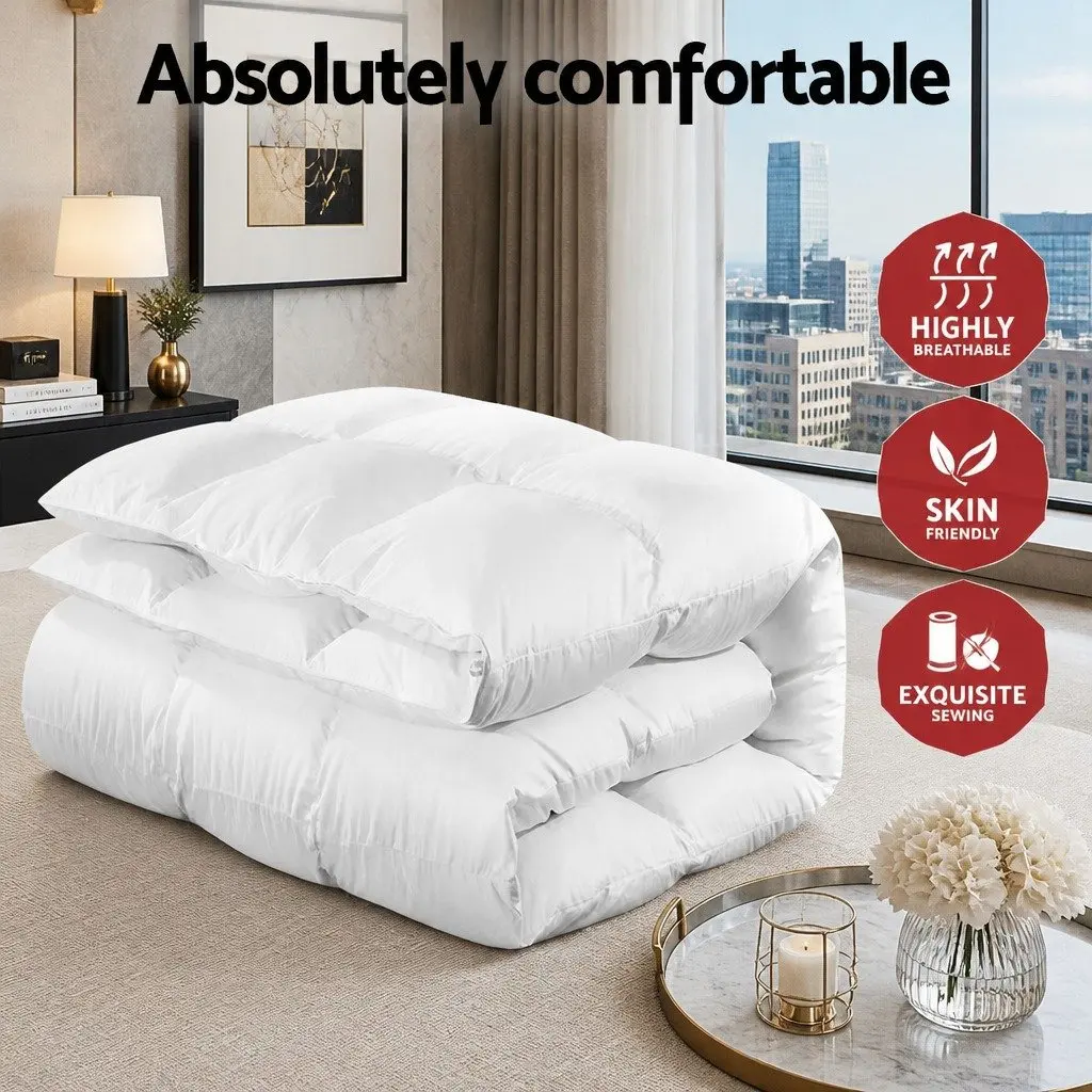 Goose Down Feather Quilt Winter Weight Super King 800GSM White