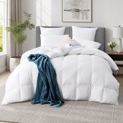 King Goose Down Feather Quilt 500GSM Winter Warmth Baffle Box Construction White