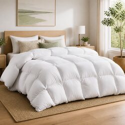 Queen Goose Feather Down Quilt 500GSM Winter Bedding White Baffle Box