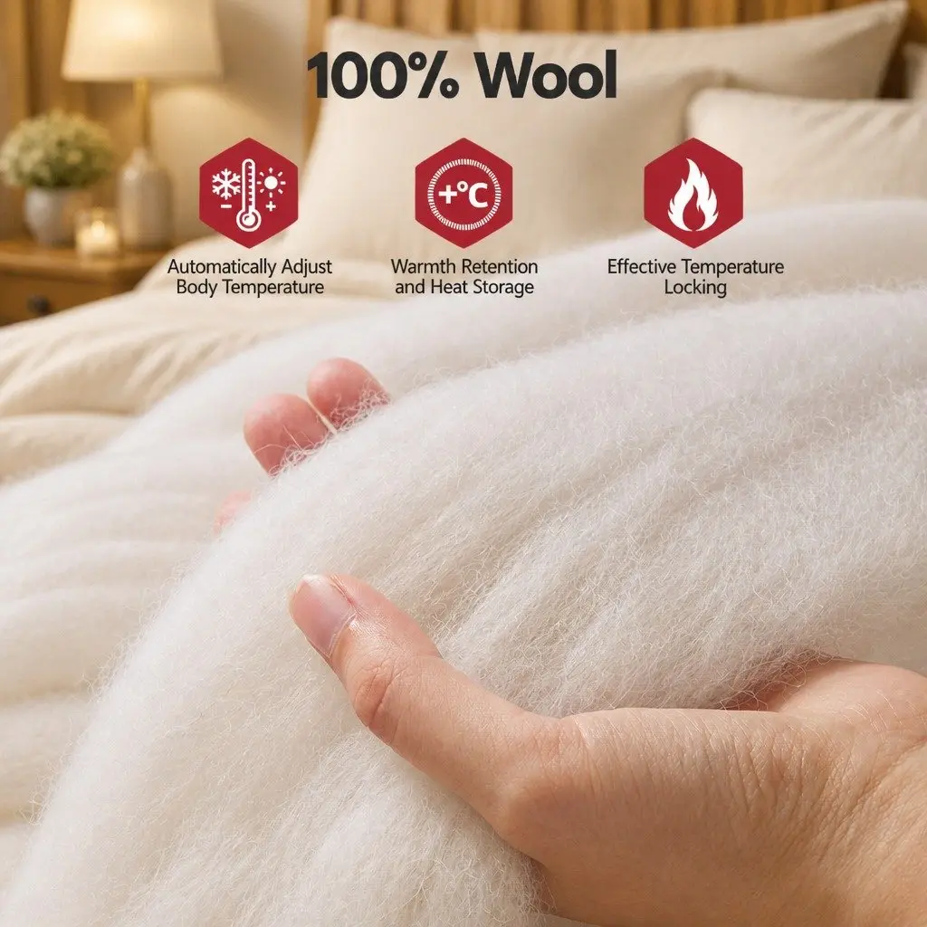 Wool Quilt Super King 500GSM Winter White Baffle Box Construction