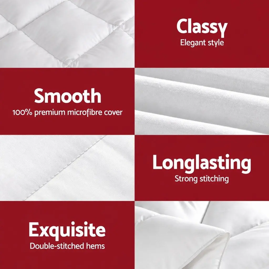 Wool Quilt Super King 800GSM Winter Doona Baffle Box Construction White Cotton Cover