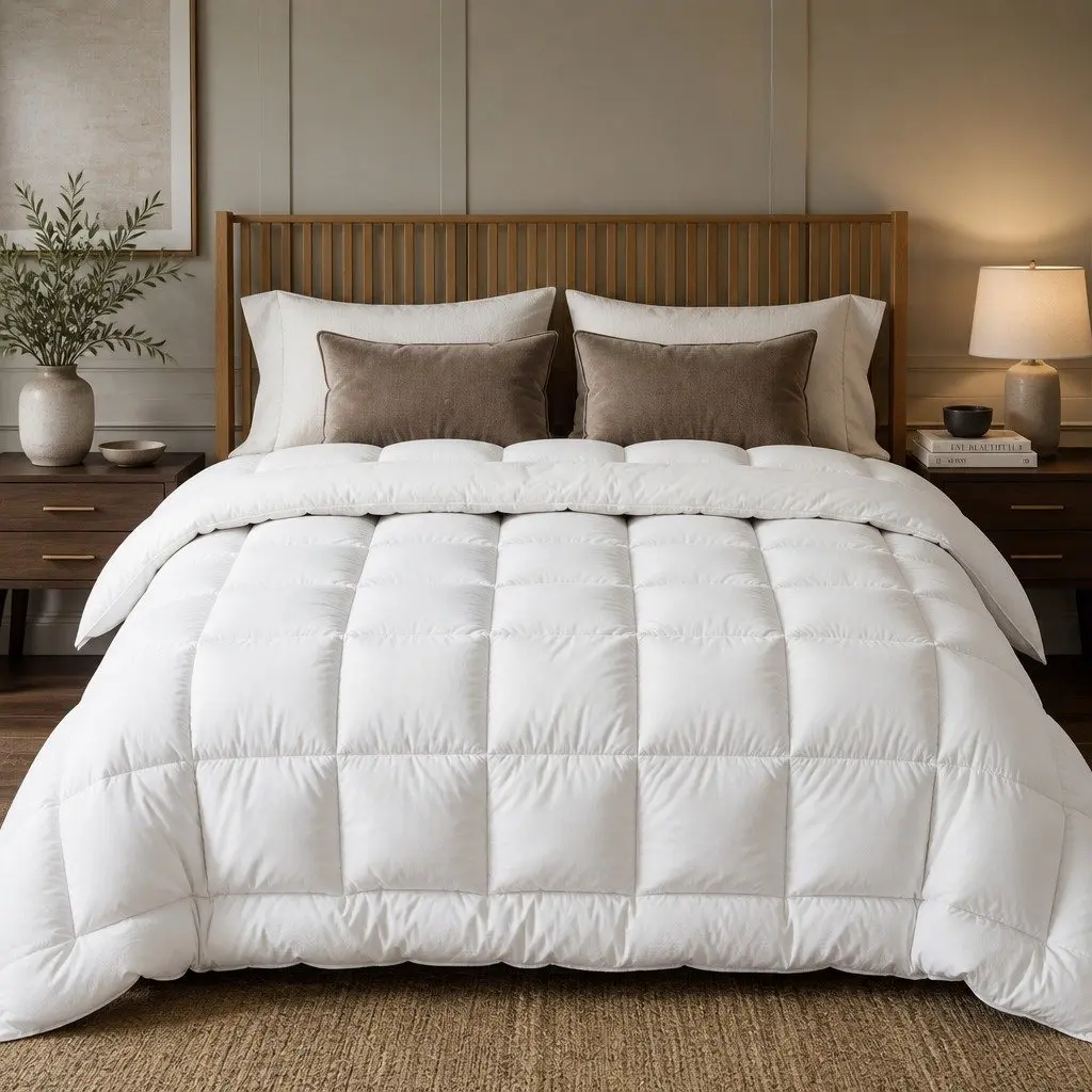 Wool Quilt 800GSM Double Winter Doona Baffle Box Construction Pure Cotton Cover