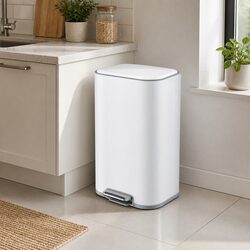 Pedal Bin 40L Steel Kitchen Trash Can Soft Close Lid Rectangular Rubbish Garbage