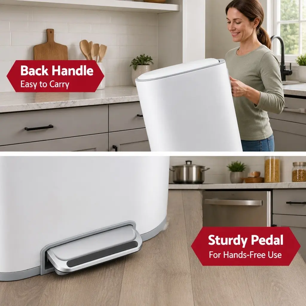 Pedal Bin 40L Steel Kitchen Trash Can Soft Close Lid Rectangular Rubbish Garbage