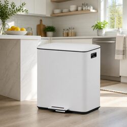 Pedal Bins Dual Compartment Waste Rubbish Bin Soft Close Recycling Yellow 40L