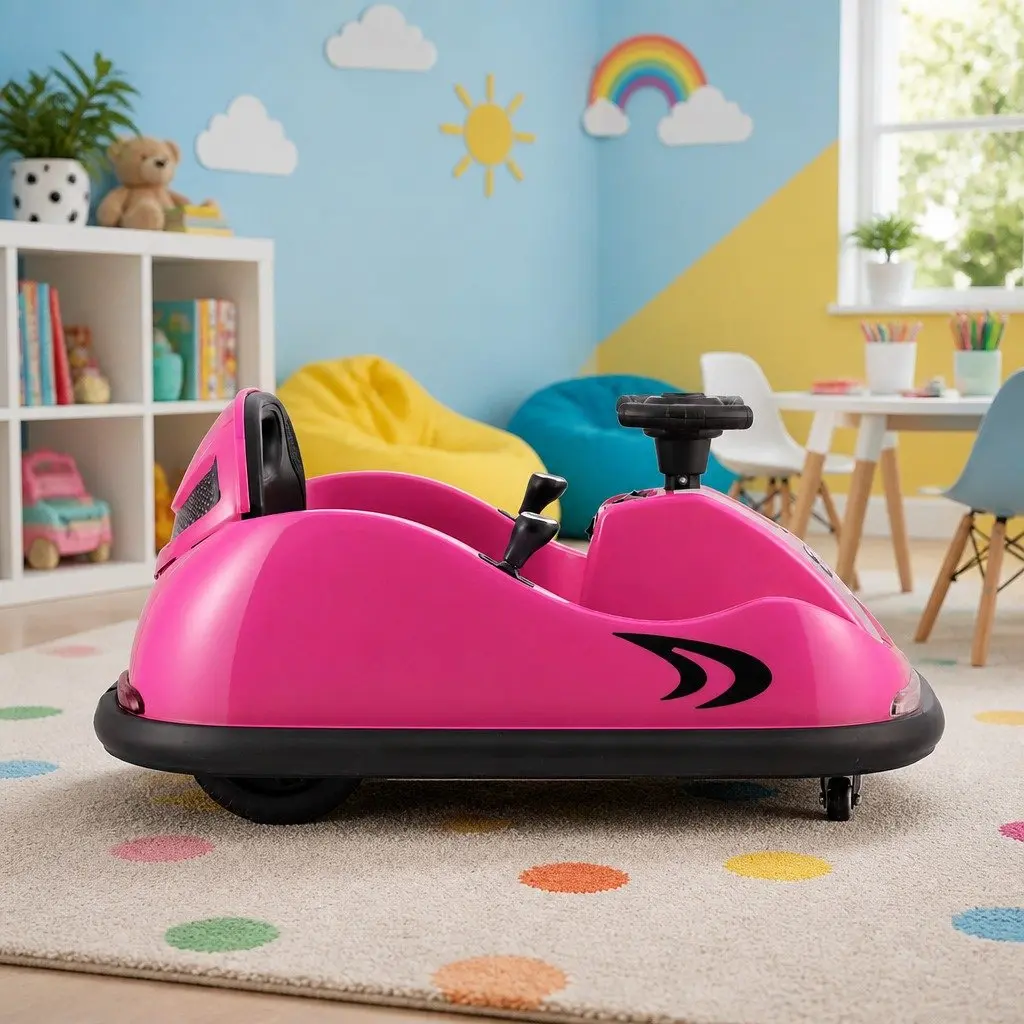 Ride On Car Kids Bumper Car Electric Toy Remote Control Steering Wheel Pink