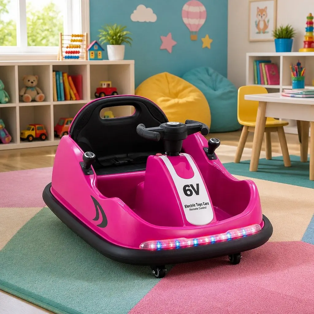 Ride On Car Kids Bumper Car Electric Toy Remote Control Steering Wheel Pink