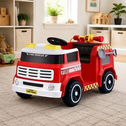 Kids Ride On Fire Truck Electric Vehicle Water Gun Siren Light Music Toy Car