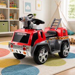 Kids Electric Ride On Fire Engine Truck 6V Battery Powered Toy Car Red