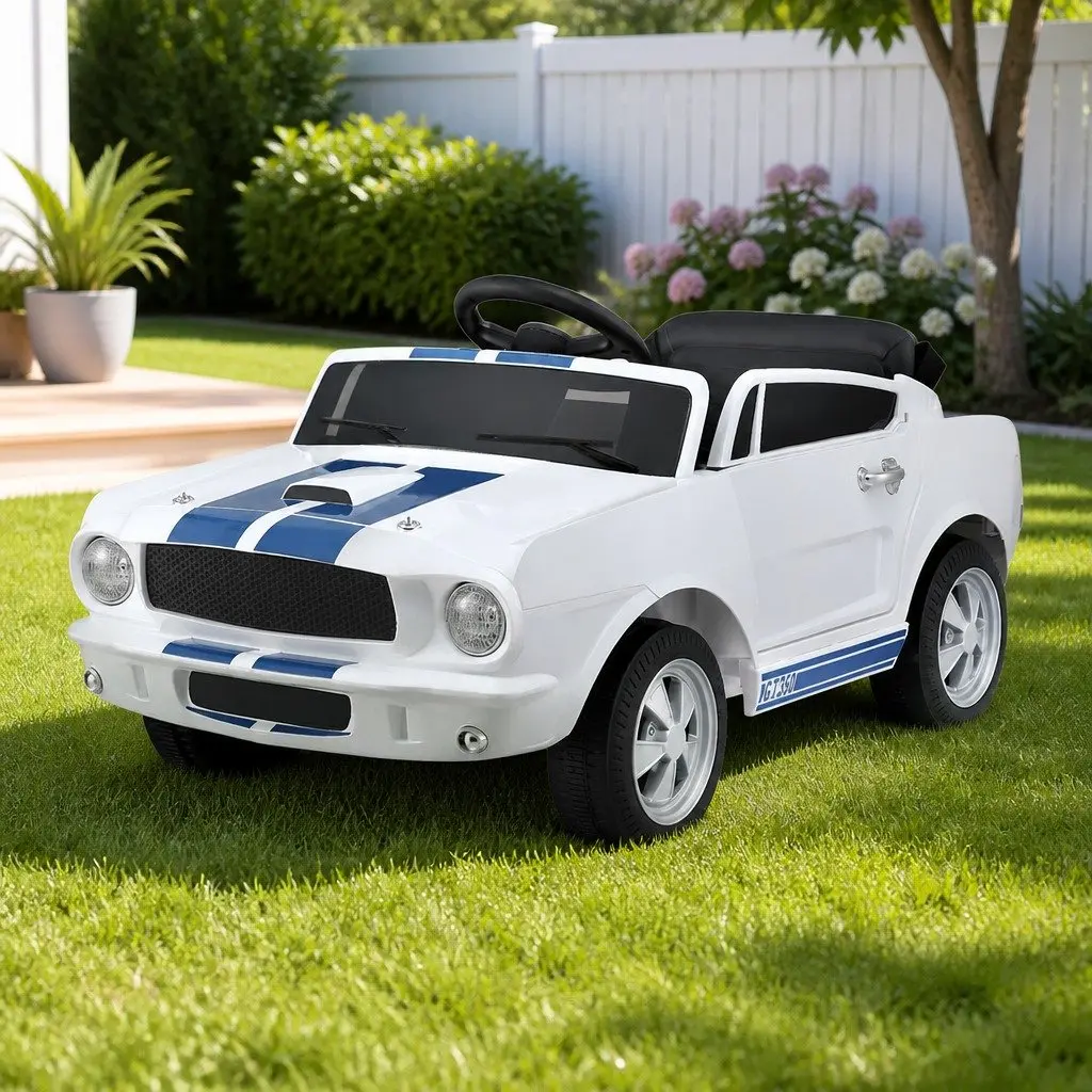 Kids Ride On Car Electric Vehicle White with Music Horn Remote Control and Safety Seat Belt