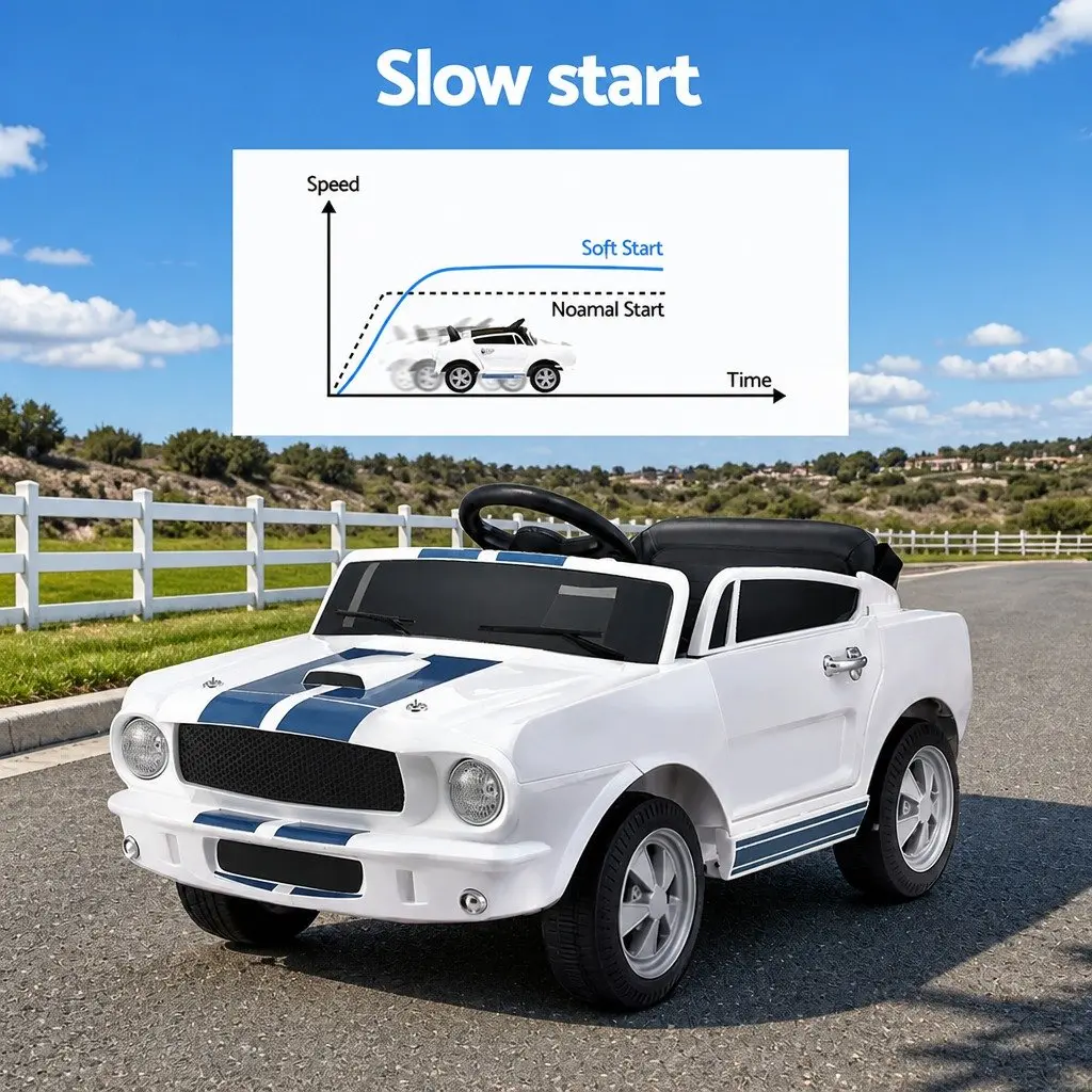 Kids Ride On Car Electric Vehicle White with Music Horn Remote Control and Safety Seat Belt