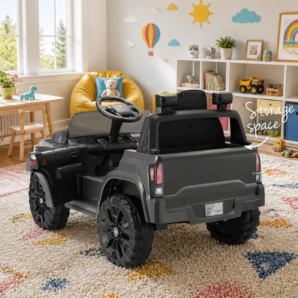 Kids Electric Ride On Car 12V Tacoma Off-Road Jeep Toy Remote Control Grey