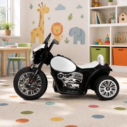 Kids Electric Ride On Police Motorcycle 6V Battery Powered Toy Bike Black