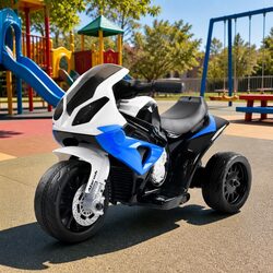 Kids Electric Ride On Motorbike Blue 6V Battery Powered Toy Bike with Suspension