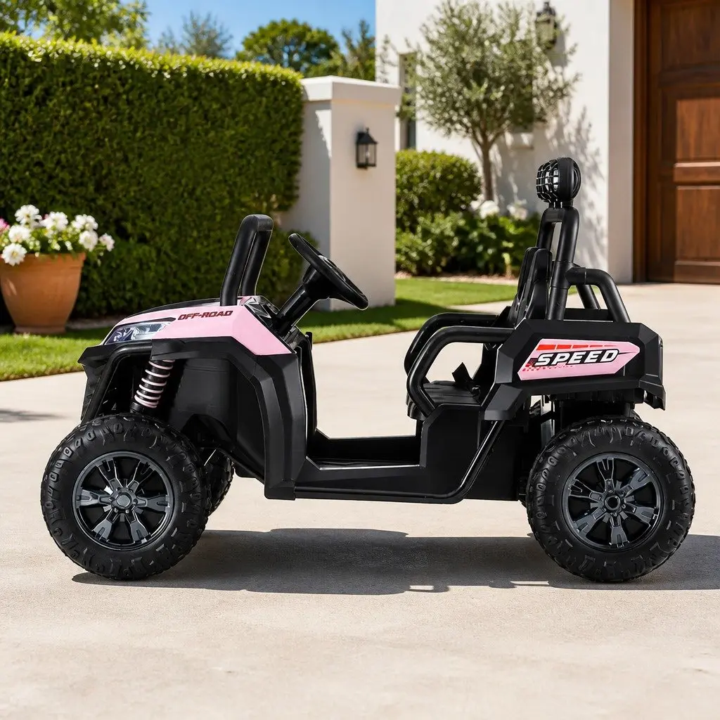 Kids Ride On Car Electric with Headlight Music Remote Control Pink 120cm
