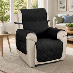 Recliner Chair Cover 1-Seater Water Resistant Machine Washable Black
