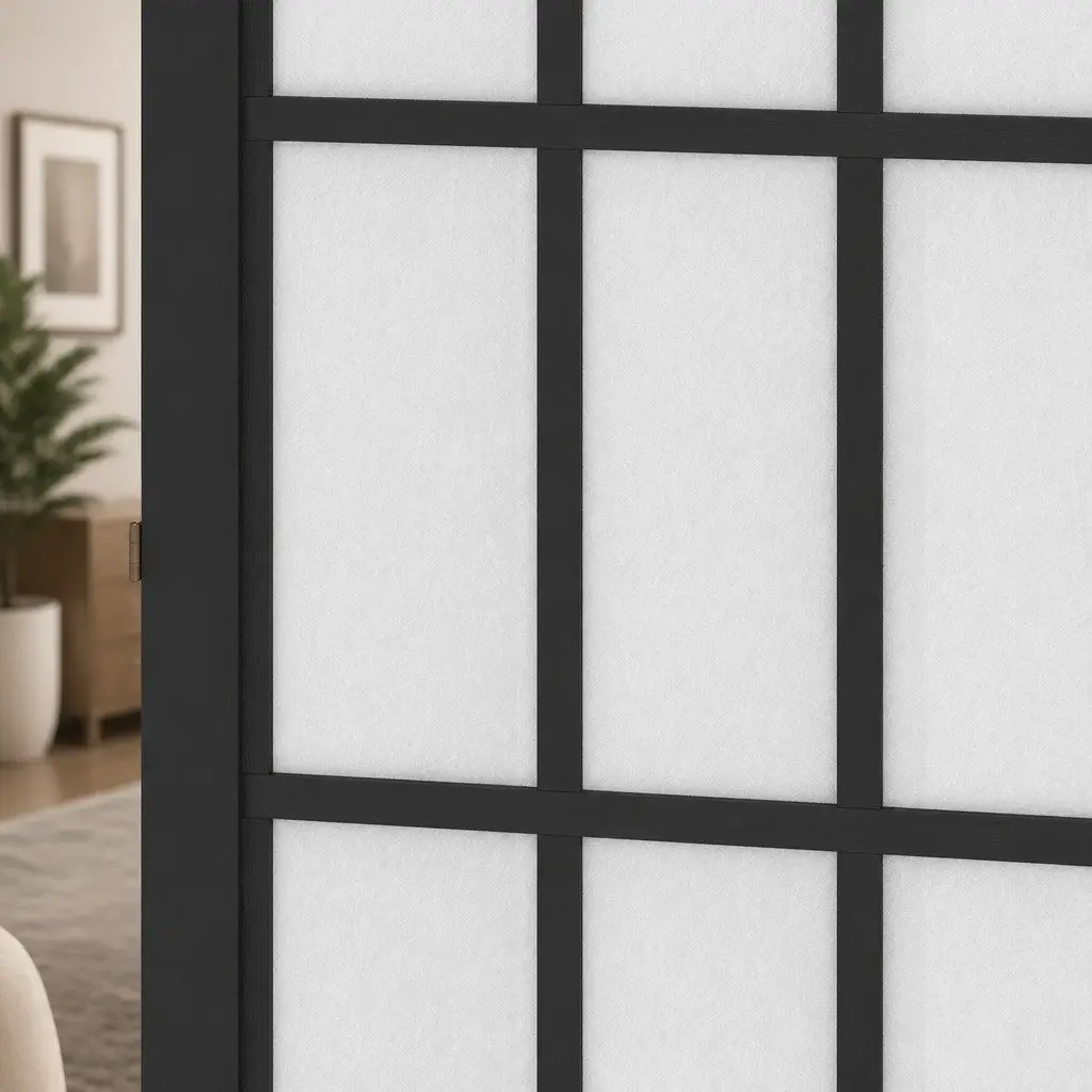 6 Panel Folding Room Divider Freestanding Privacy Screen 170cm Black