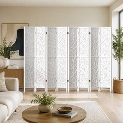 8 Panel Room Divider Screen 325x170cm Folding Privacy Partition White