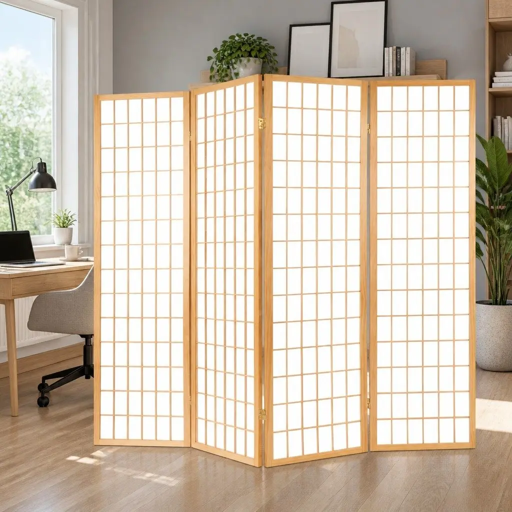 Room Divider 6 Panel Folding Privacy Screen Natural 261x179cm
