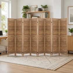 8 Panel Room Divider Screen Folding Privacy Space Partition Brown Wood 326x170cm