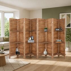 8 Panel Room Divider Screen Folding Privacy Partition 326x170cm Paulownia Wood