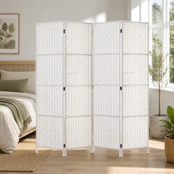 4 Panel Room Divider Screen 163x170cm Foldable Partition White Woven Paper