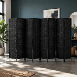 8 Panel Room Divider Screen 326x170cm Folding Privacy Partition Black