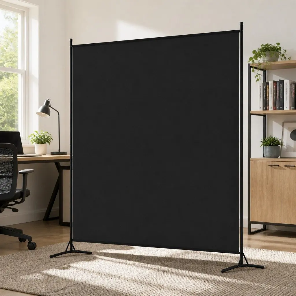 Room Divider Screen Portable Fabric Privacy Partition 175x180cm Black