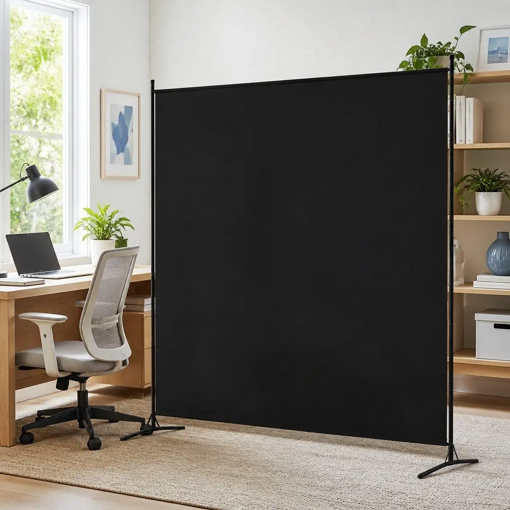 Room Divider Screen Portable Fabric Privacy Partition 175x180cm Black