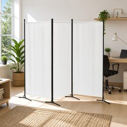 3 Panel Room Divider Screen 260x180cm Fabric Privacy Folding Portable White