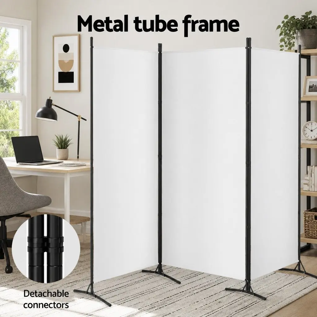 Room Divider 3 Panel Folding Portable Fabric Privacy 260x180cm White
