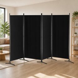 4 Panel Room Divider Screen 345x180cm Folding Partition Privacy Separator Black