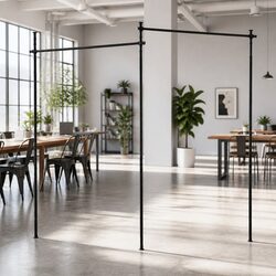 Room Divider Curtain Rod Extendable Black Adjustable Height Width Privacy Screen