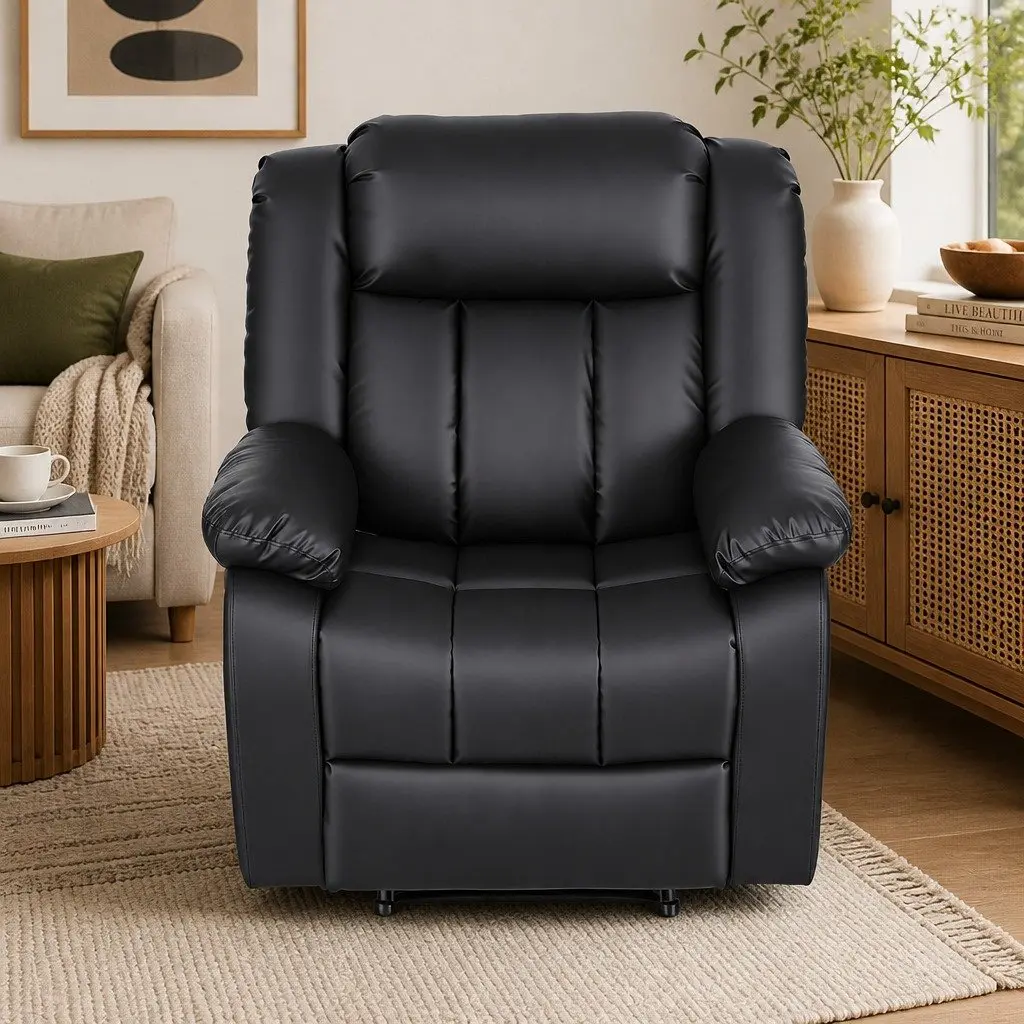 Manual Massage Recliner Chair Living Room Leather Sofa Lounge with USB Ports
