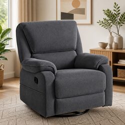 Rocking Recliner Chair 360 Swivel Massage Heated Armchair Grey Lounge Sofa