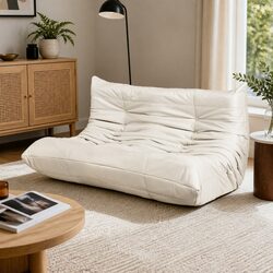 2 Seater Floor Sofa Caterpillar Lounge Chair Microfibre Foam Living Room Couch