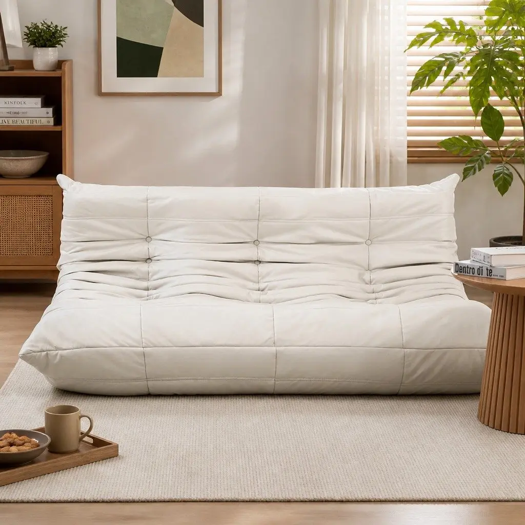 3 Seater Floor Sofa Caterpillar Lounge Microfibre Foam Living Room Couch