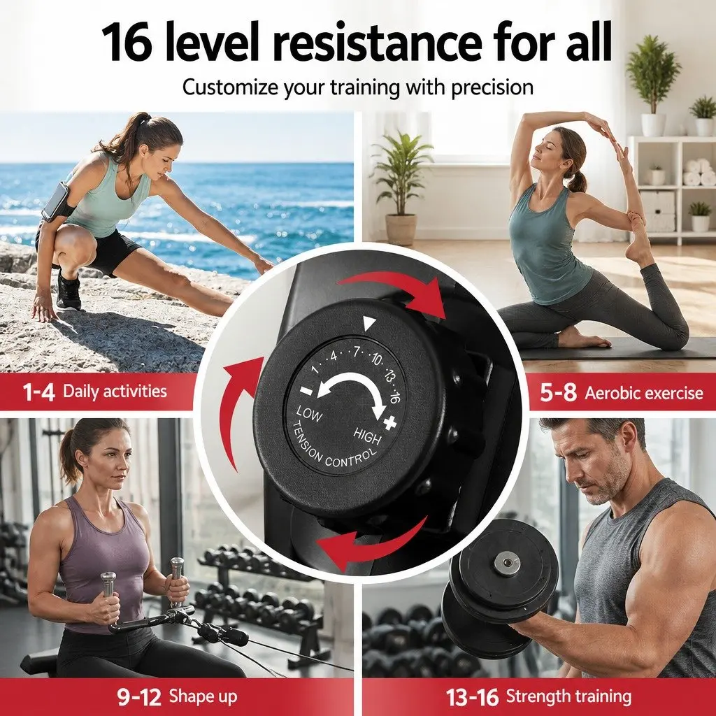 Magnetic Rowing Machine Home Gym Equipment 16 Level Resistance Foldable Cardio