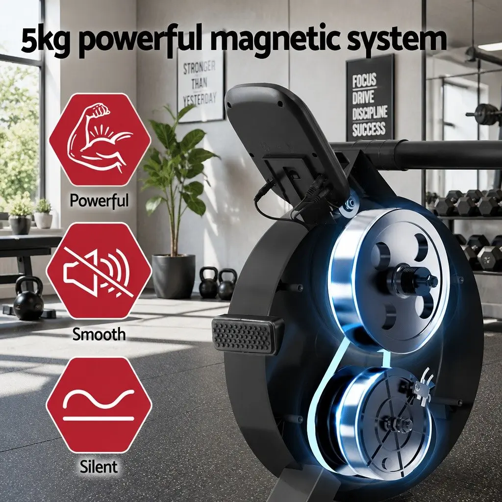 Magnetic Rowing Machine 16 Level Resistance Home Cardio Fitness Workout Foldable
